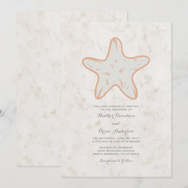 Invitation à un mariage d'orange rustique à l'étoi (Devant / Derrière)