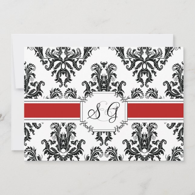 Invitation à un mariage élégant de Red Antique (Devant)