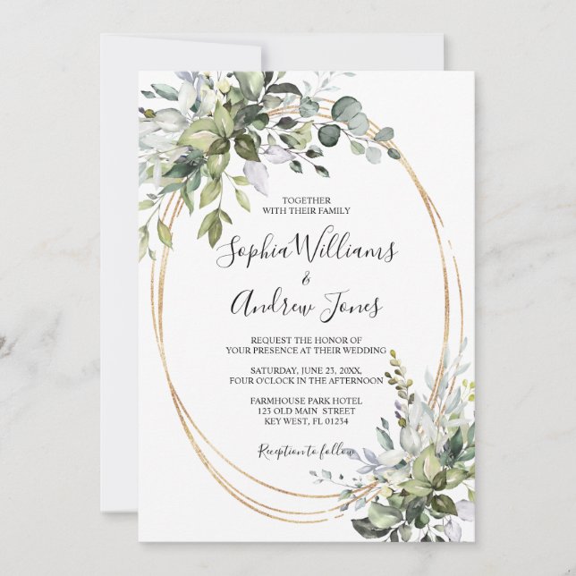 Invitation à un mariage élégant et fleuri (Devant)