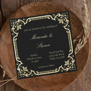 Invitation à un mariage élégant noir et jaune