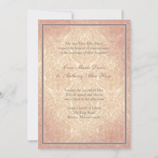 Invitation à un mariage élégant rose rose (Devant)