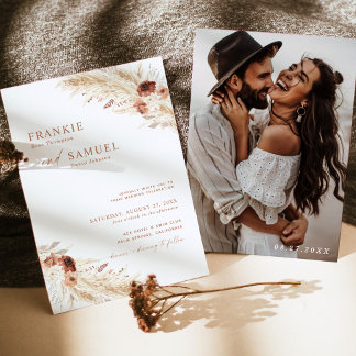 Invitation à un mariage en terre cuite Boho, Maria
