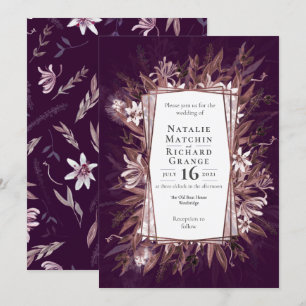 Invitation à un mariage floral d'art du pays,