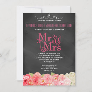 Invitation à un mariage floral de Chalkboard Fall