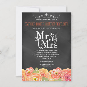 Invitation à un mariage floral de Chalkboard Fall