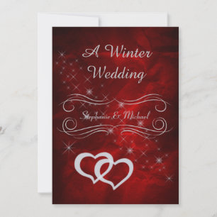 Invitation à un mariage hivernal en argent rouge2