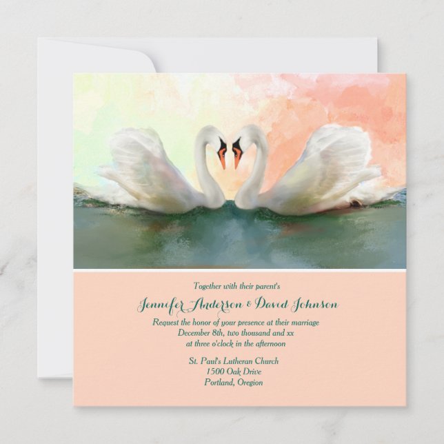 Invitation à un mariage personnalisé au coucher du (Devant)