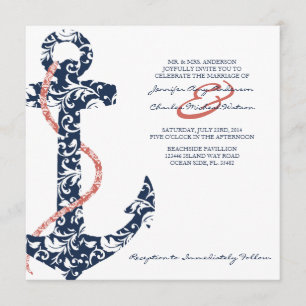 Invitation à un mariage pour la marine et la Ancre