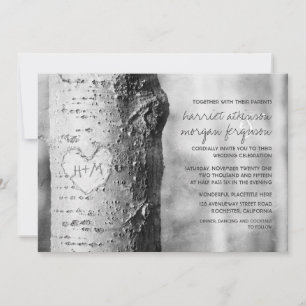 invitation à un mariage rustique de coeur sculpté