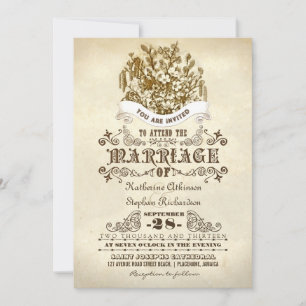 invitation à un mariage vintage de fleurs