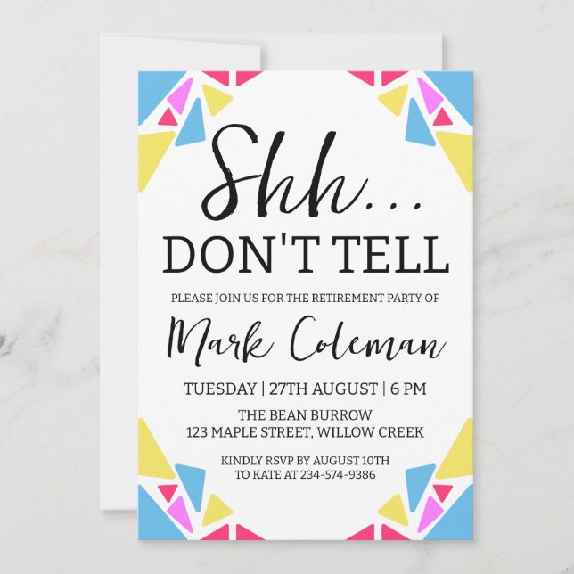 invitation à un parti de retraite surprise (Devant)