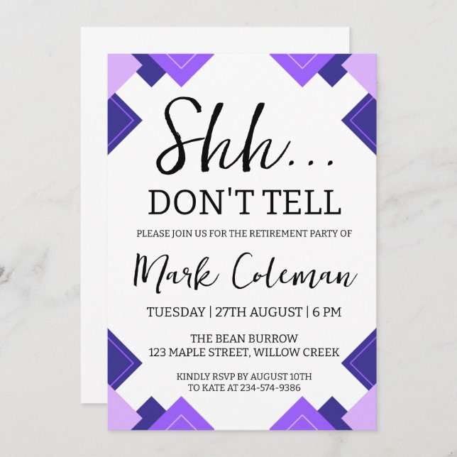 invitation à un parti de retraite surprise (Devant / Derrière)