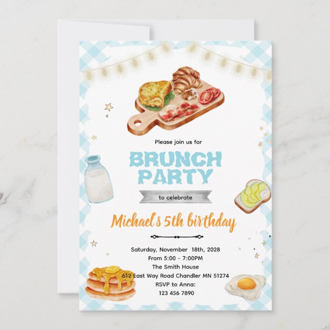Invitation à un petit-déjeuner brunch pour un anni (Devant)