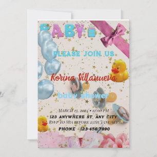 Invitation à une baby shower aux couleurs vives