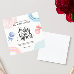 Invitation à une Baby Shower avec aquarelles rose