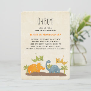 Invitation à une Baby Shower avec des Dinosaures M