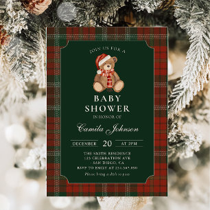 Invitation à une baby shower avec un ours en peluc