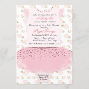 Invitation à une baby shower ballerine tutu