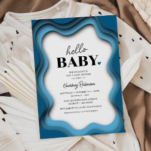 Invitation à une Baby Shower Blue Boy Retro Wave