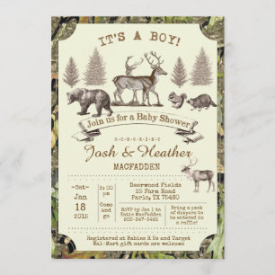 Invitation à une baby shower chasse au cerf