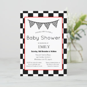Invitation à une baby shower de voiture de course,
