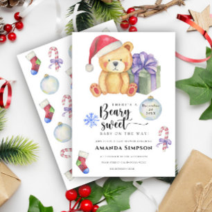 Invitation à une baby shower d'hiver avec un ours 