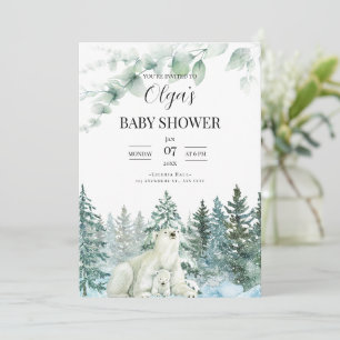 Invitation à une baby shower d'hiver Mama Bear Bab