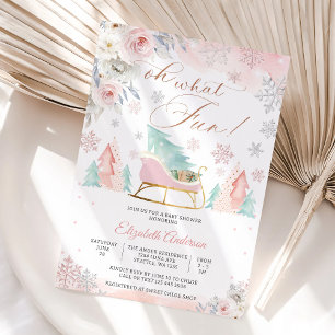 Invitation à une baby shower Fleurs d'hiver