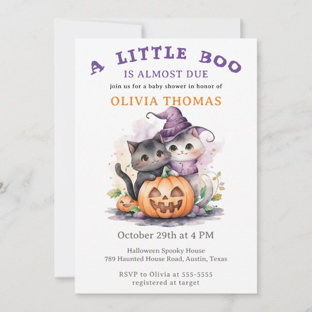 Invitation à une Baby Shower Halloween Little Boo  (Devant)