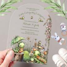 Invitation à une Baby Shower Jardin de Chenille Mi