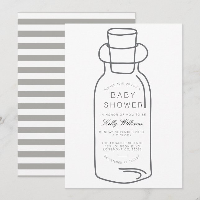 Invitation à une Baby Shower | Message dans une Bo (Devant / Derrière)
