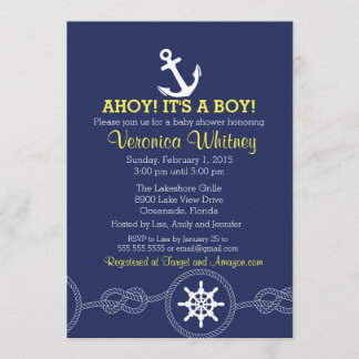 Invitation à une baby shower nautique, Ahoy ! En n