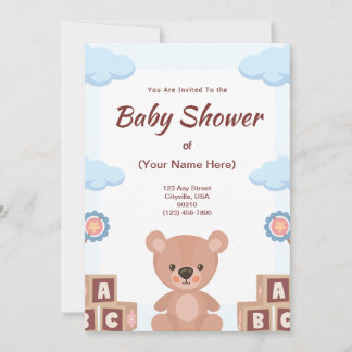 Invitation à une Baby Shower - Ours en Peluche