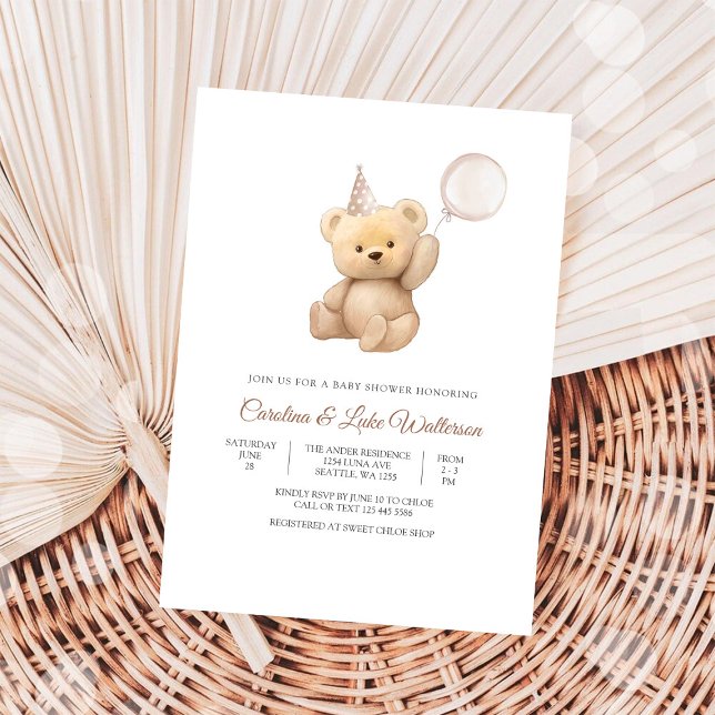 Invitation à une Baby Shower Ourson Mignon (Créateur téléchargé)