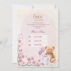 Invitation à une baby shower Ourson Vert Sauge B