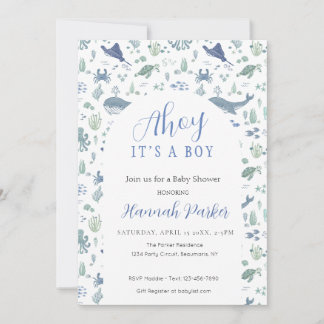 Invitation à une baby shower pour un garçon : Ohé