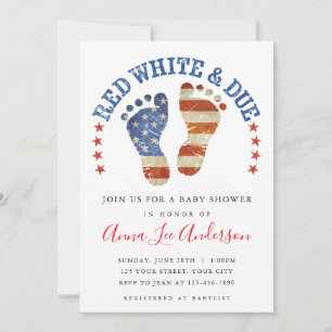 Invitation à une baby shower «Rouge, Blanc & Bébé