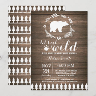 Invitation à une baby shower rustique pour un ours