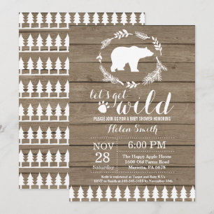 Invitation à une baby shower rustique pour un ours