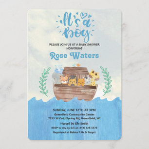 Invitation à une baby shower sur l'arche de Noé