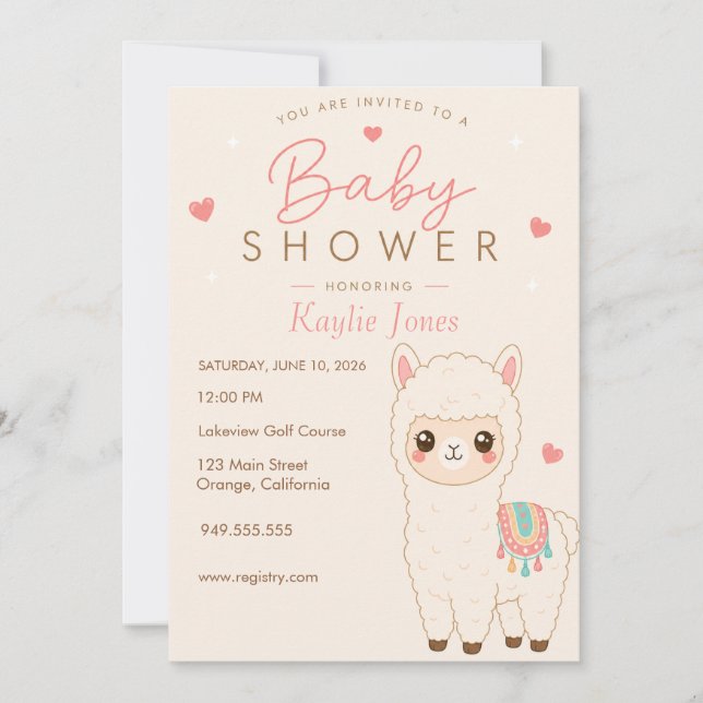 Invitation à une baby shower sur le thème de l'alp (Devant)