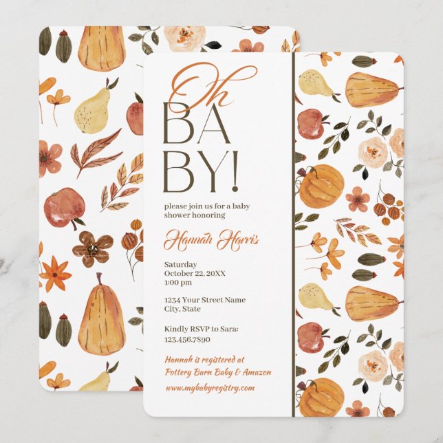 Invitation à une baby shower sur le thème de l'aut (Devant / Derrière)