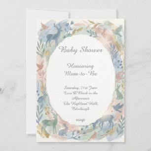 Invitation à une baby shower sur le thème des anim