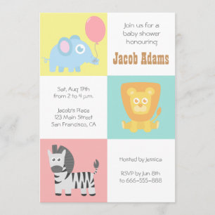 Invitation à une Baby Shower sur le thème des Anim