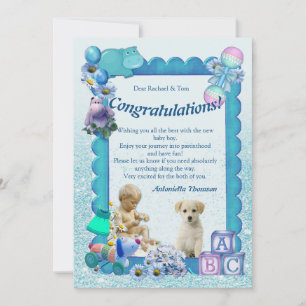 Invitation à une baby shower Turquoise Vert Bleu