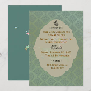 Invitation à une cérémonie de mehndi de mariage in