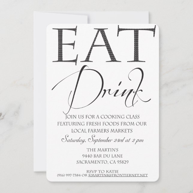 Invitation à une classe/démonstration de cuisine (Devant)