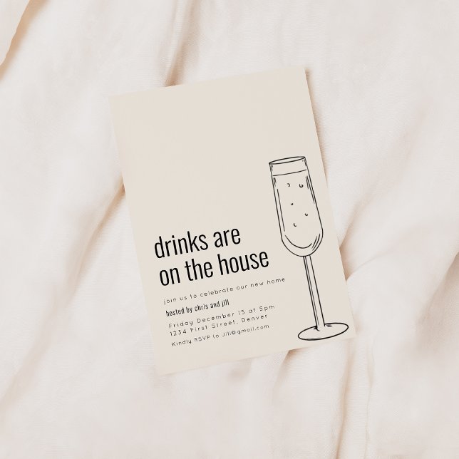 Invitation à une crémaillère avec du champagne (Créateur téléchargé)