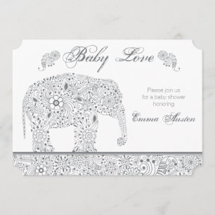 Invitation à une douche à éléphant pour bébé gris
