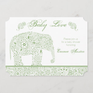 Invitation à une douche à éléphant verte